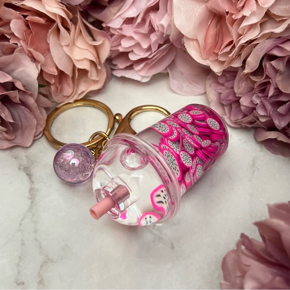 Boho Chic Dragon Fruit Infused Water Drink Keychain Charm - Picture 8 of 17